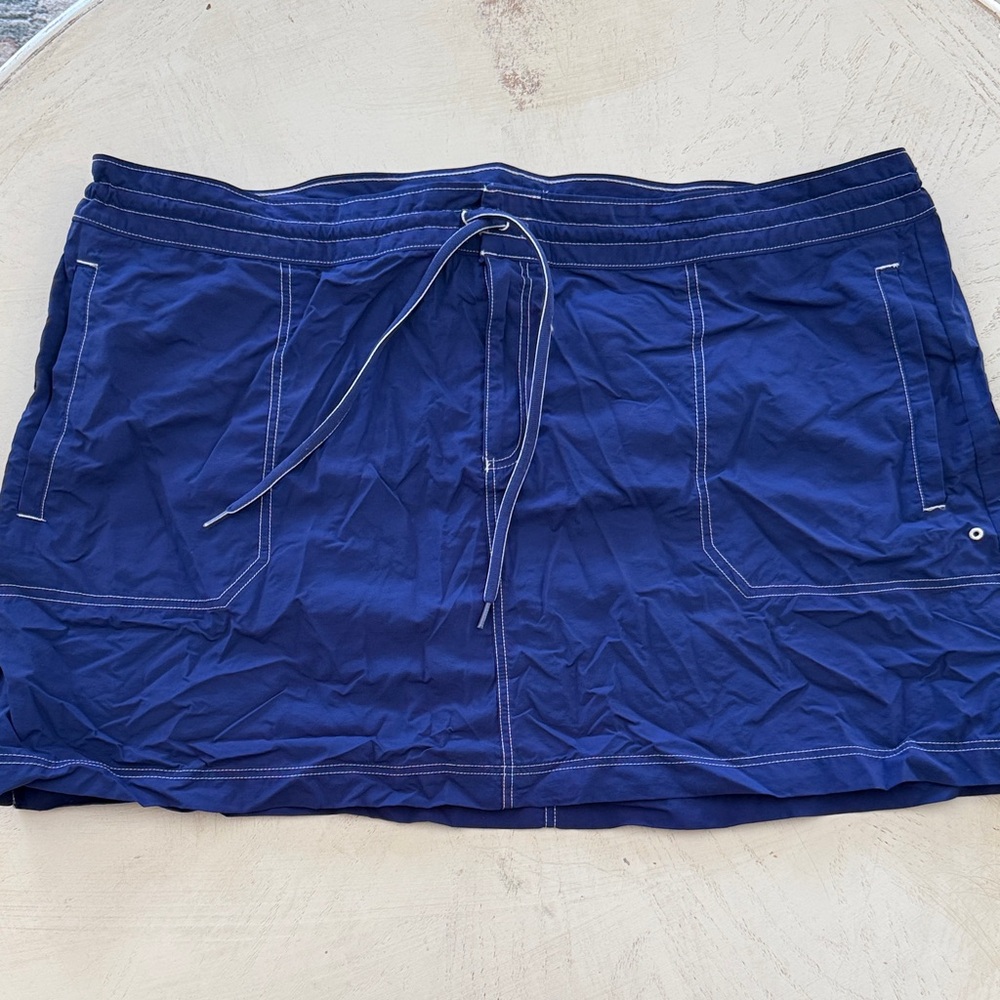 Lands End Women’s Blue Drawstring Athletic Swim Board Skirt Pocket size 18 2/$20